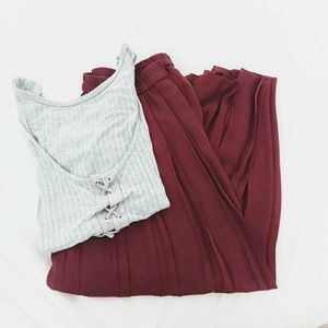 Burgundy Midi Skirt